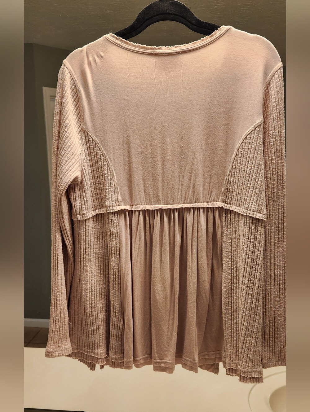 entro Blouse Size L Cream V-Neck Babydoll Tunic Maternity - Picture 8 of 10